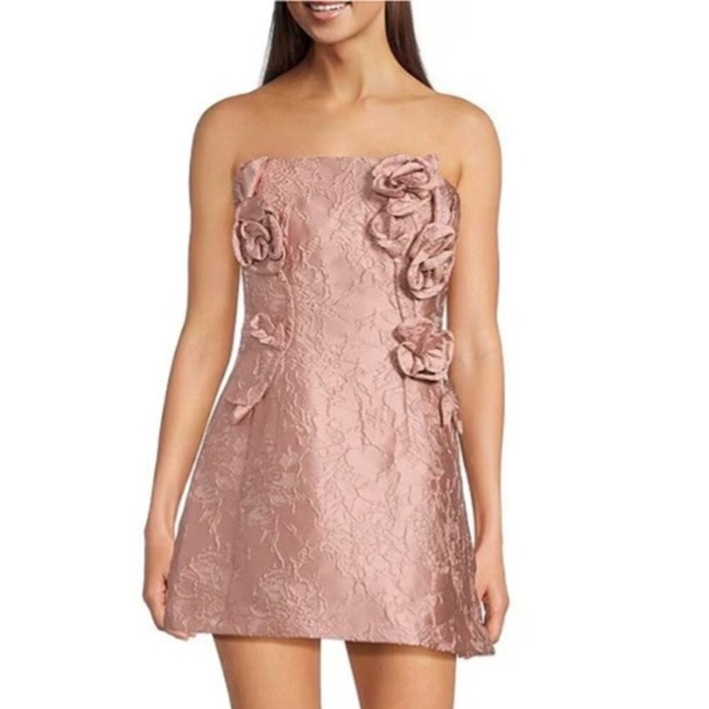 Muse by Marchesa Petal Floral Jacquard Sleeveless Applique A-Line Mini Dress 0